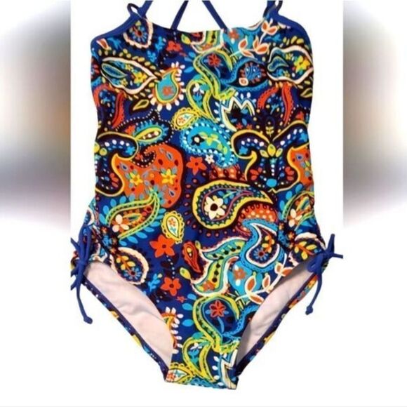 SUNSHINE ZONE Swimsuit Girls 1-Piece Paisley sz 10 - Picture 4 of 13